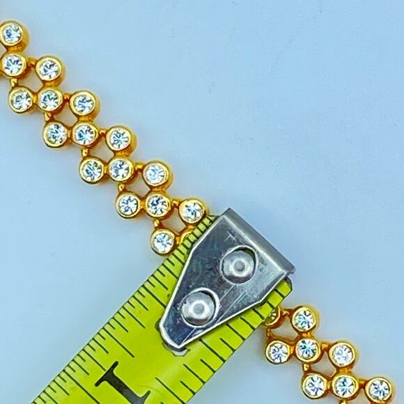 NWOT Elegant Cubic Zirconia Yellow Gold Tone Linked Chain Tennis Bracelet - Picture 13 of 14